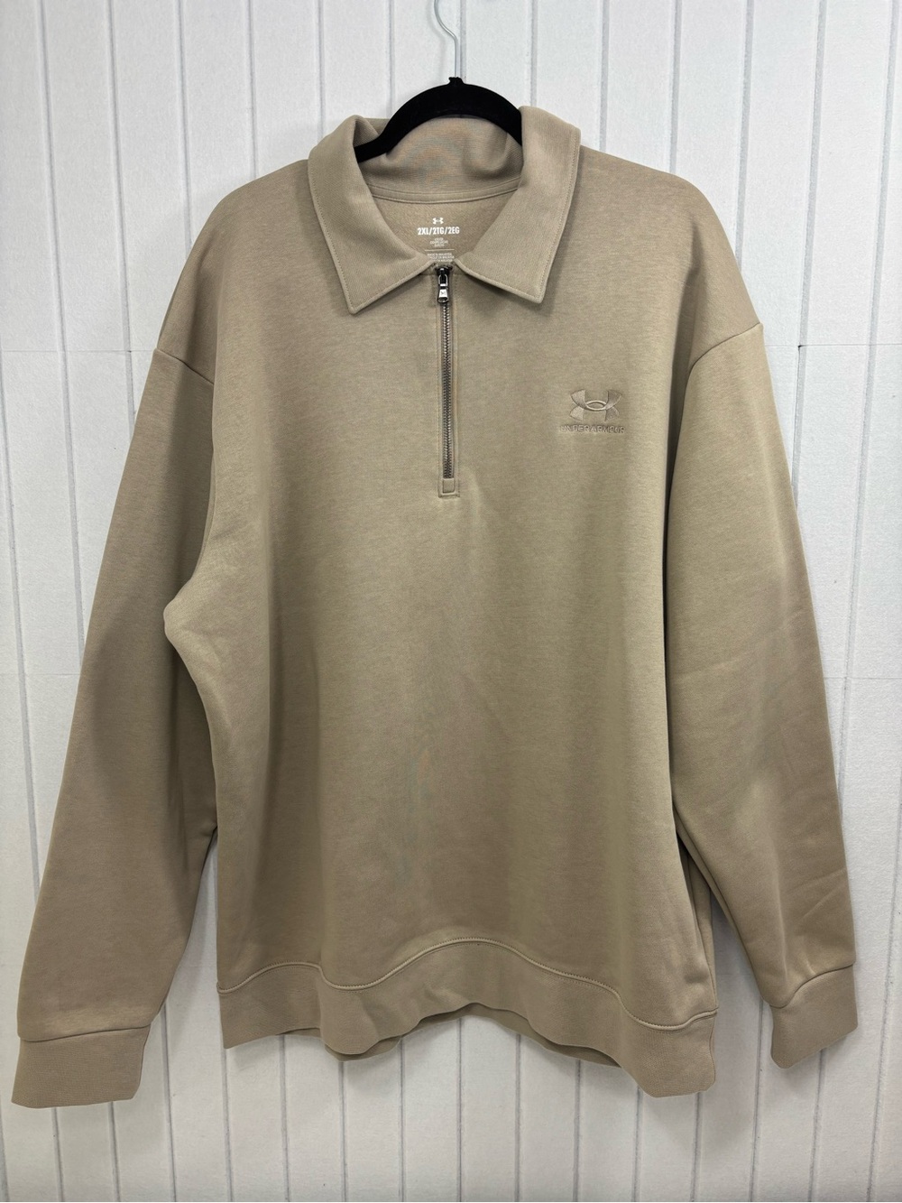 Under Armour Men's Half-Zip Pullover in Beige Size 2XL